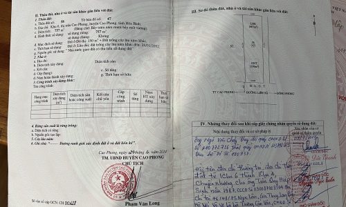 Chính chủ cần bán đất thổ cư vuông đẹp, 2 mặt tiền tại khu phố 4 thị trấn Cao Phong
